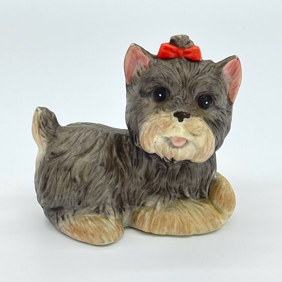 Vintage Homco Yorkshire Terrier Figurines Yorkies With Red Bows - Picture 5 of 9